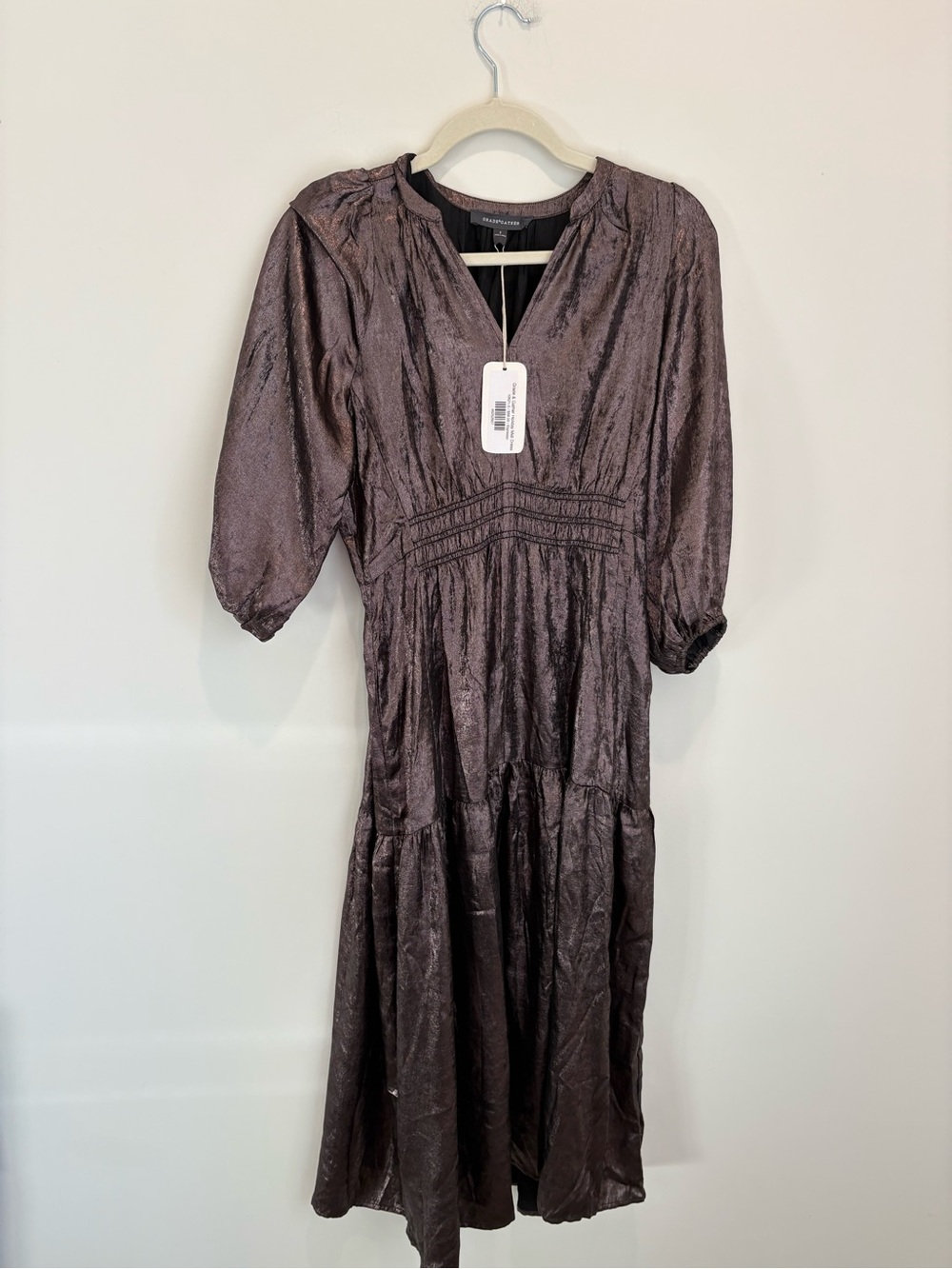 Shimmer Midi Dress in brown